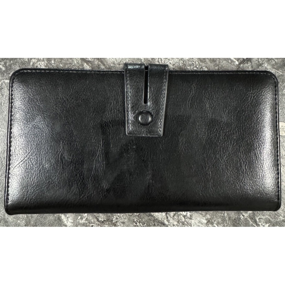 Bostanten Black Leather Large Capacity Trifold Wallet‎ Clutch
